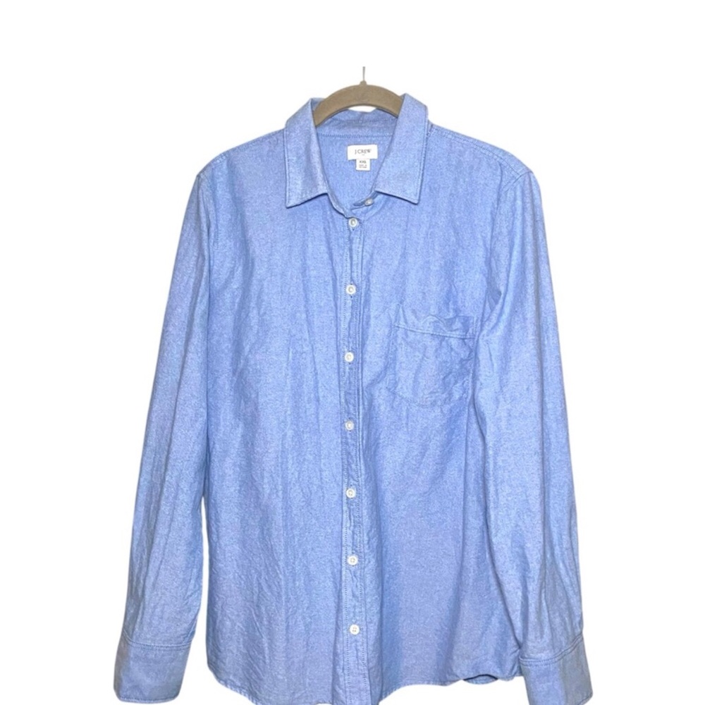 J Crew Classic Oxford Button Up Cotton Shirt Size L Blue